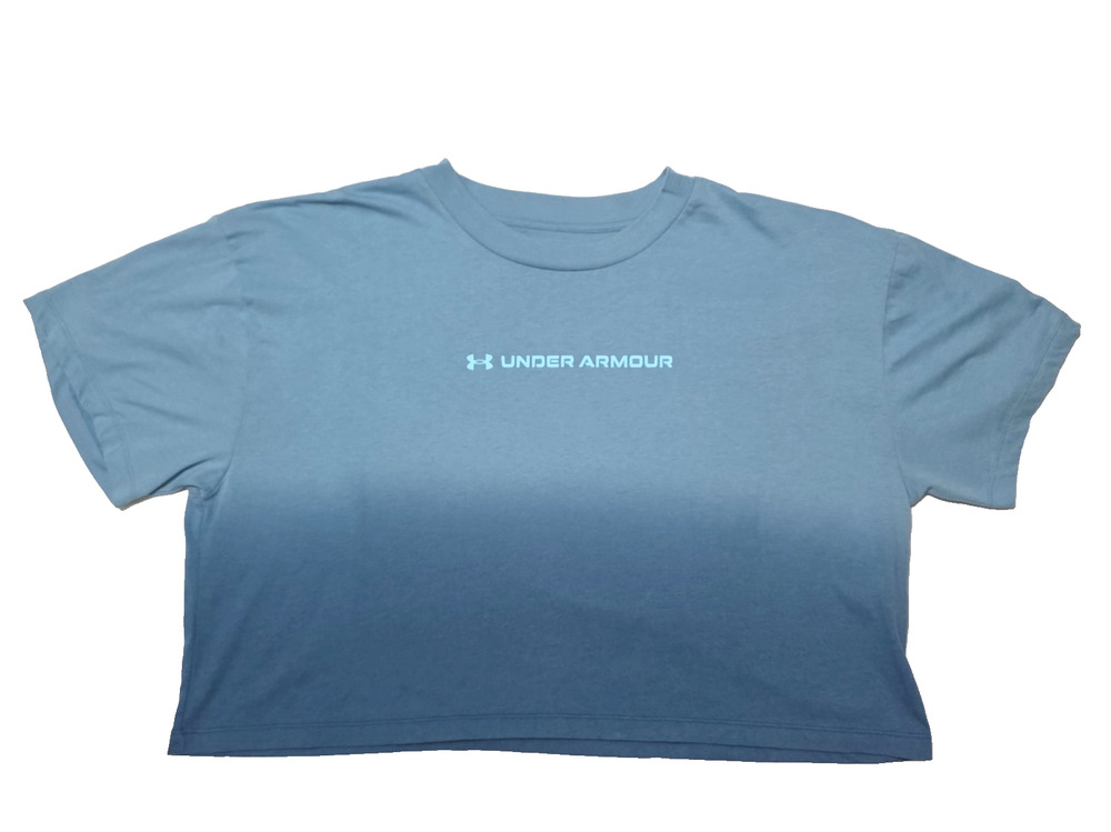 Under Armour Women's Dip Dye Cropped Short Sleeve T-Shirt Blue Size XL